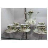 RS German Porcelain Demitasse Set with floral hand