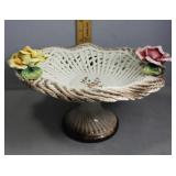 Capodimonte Porcelain lattice pedestal bowl