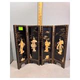 Petite table top Asian lacquor folding screen