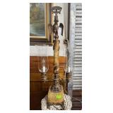 Marble two light cast table lamp