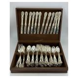 Rogers silver-plate service for 12 with ornate des