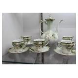 RS German Porcelain Demitasse Set with floral hand