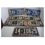 Five Florida License plates - new old stock consec