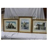 Three German framed prints