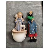 Hummel girl with sheep wall pocket & cloth worry