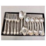 Sterling - 14pcs flatware - 4 dinner forks,