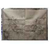 Large woven tapestry with courting scene