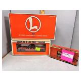 Three Lionel in box train pcs - flat carrier with