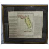 1800s Florida map framed 25" x 28.5"