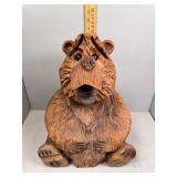 Wood Carved seated bear 15"