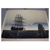 Two unframed prints: Keane 1962 "The First Grail"