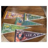 Five NBA pennants - LA Lakers, Shawn Kemp, Dallas