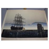 Two unframed prints: Keane 1962 "The First Grail"