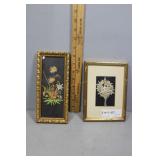 Two vintage framed pressed flower bouquets