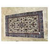 Hand knotted throw rug 68" x 38" in blue &  red to