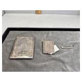 Sterling cigarette holder, matchbook cover &
