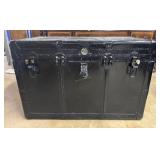 Black painted trunk with fabric insert tray