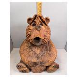 Wood Carved seated bear 15"