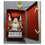 Gold Gilt Buddha Porcelain Figurine with formed
