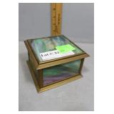 Stained glass lidded trinket box