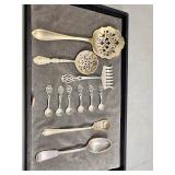 Sterling  slotted spoons, asparagus fork, &