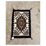 Hand woven brown Native American throw 36" x 24"