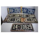 Five Florida License plates - new old stock consec