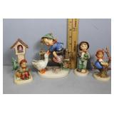 Four Goebels incl flower girl, boy with goose, boy