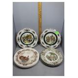 Two Woods & Sons HP dinner plates, four Barnyard K