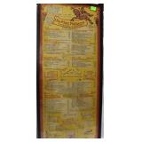 Framed vintage menu poster from the Da Meo Patacca