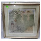 Framed signed print of nude golfers - 417/800