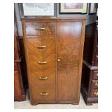 1920s Waterfall wardrobe with five drawers &
