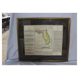 1800s Florida map framed 25" x 28.5"