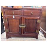 Chinese style entry cabinet with brass hardware