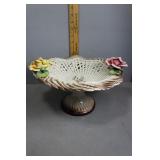 Capodimonte Porcelain lattice pedestal bowl