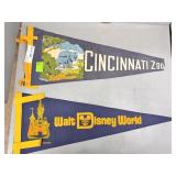 Two vintage Pennants: Walt Disney World & Cincinna