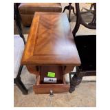 Single drawer side table with lyre legs