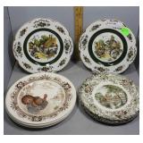 Two Woods & Sons HP dinner plates, four Barnyard K