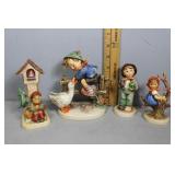 Four Goebels incl flower girl, boy with goose, boy