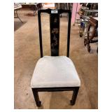 Single Black lacquer side chair with white fabric