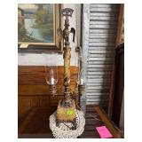 Marble two light cast table lamp