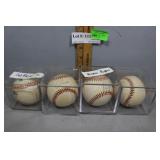 Four Autographed Baseballs in Lucite Case incl
