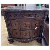 Three drawer end table with marble top