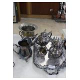 Rogers Silver-plate 4pc tea set with serving tray