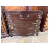 Mahogany five drawer bow front dresser 72" x 22" x