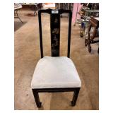Single Black lacquer side chair with white fabric