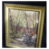 Artist signed creek scene 12.5" x 10"