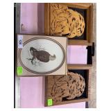 Three American Eagle framed arts - wood carved pai