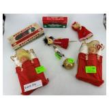Vintage resin Christmas mice, sleeping dolls & gla