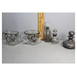 Five pc Crystal with silver overlay incl cream, su